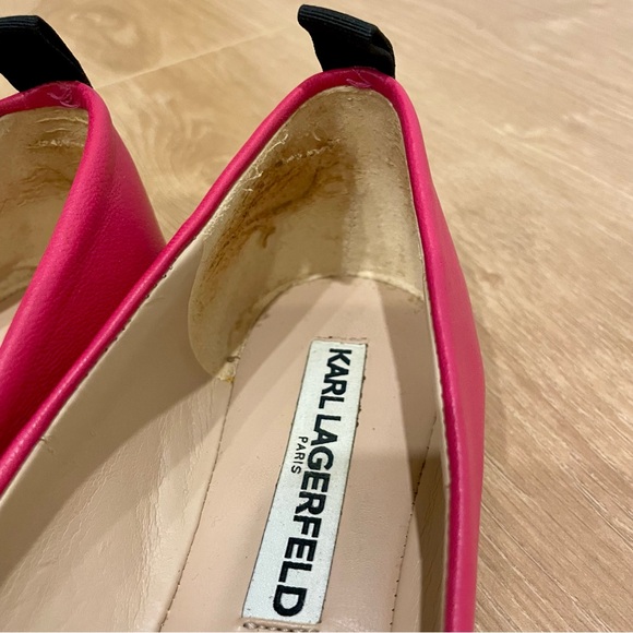 Karl Lagerfeld Paris Vada Rose Coloured Round Toe Leather Flats - Picture 9 of 9